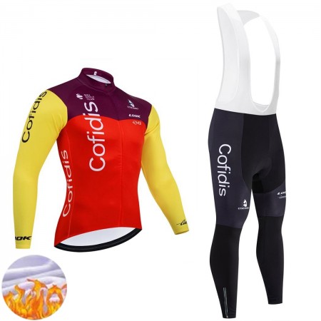 Team Cofidis Cykeltrøje Langærmet + Bib Cykelbukser Vinter Thermal Fleece 2025